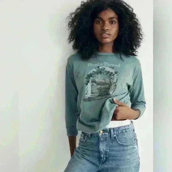 NWT Madewell Rivet & Thread Graphic Long-Sleeve Tee - Picture 1 of 8